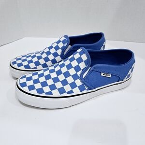Vans Old Skool Slip on Womans Sneakers Size 7.5 Blue Checker Low top